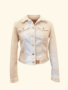 Pilcro and the Letterpress Soft Pink Cropped Upcycled Designed Denim Jacket M